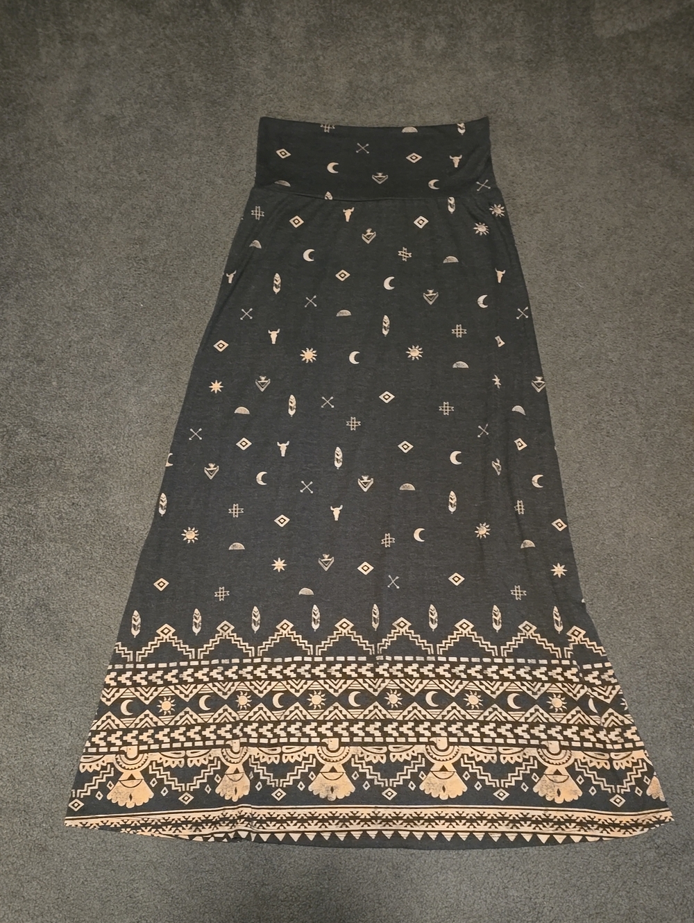Mossimo Supply Co. Black Maxi Skirt with Beige Aztec Border
